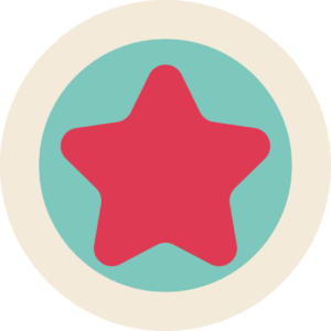 Red star icon on green background
