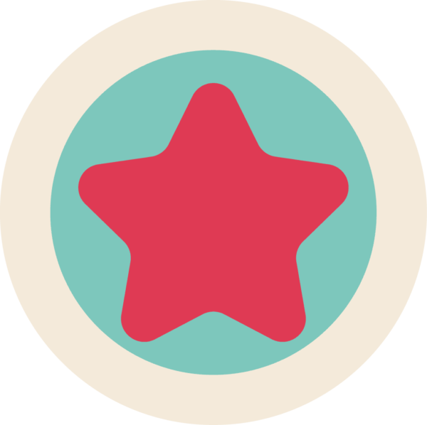 Red star icon on green background